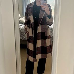 Plaid Winter Coat Trench Coat Style